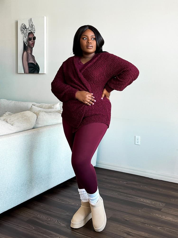 Cozy Vibe Cardigan (Wine)