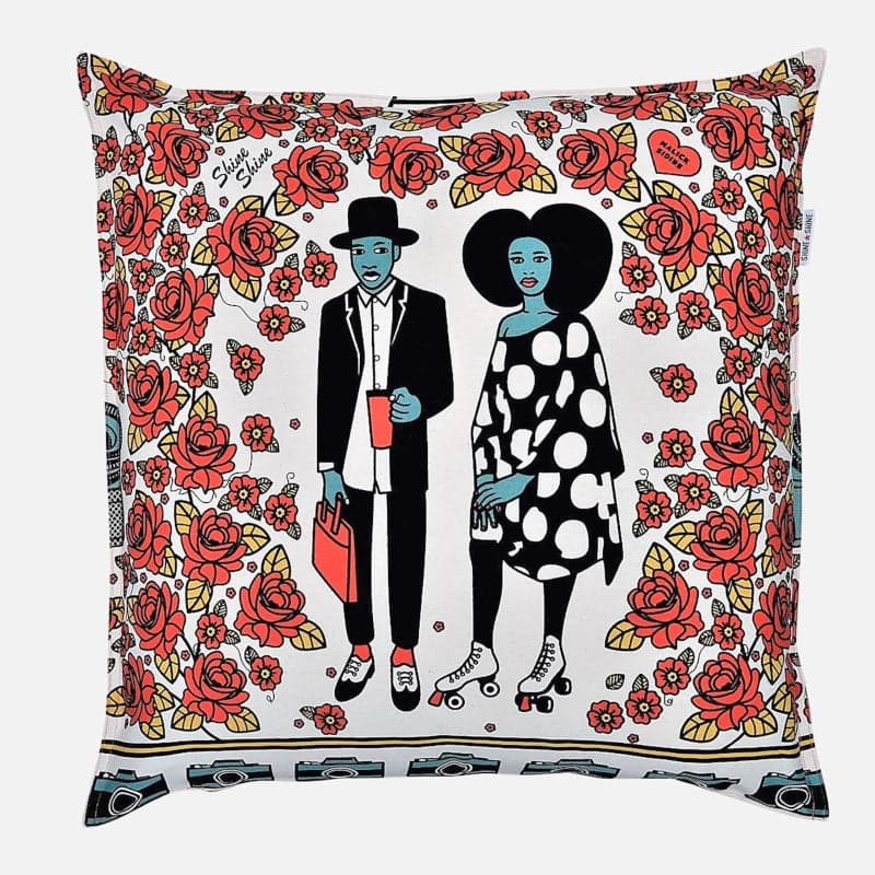 Malick Couple Cream Graphic Throw Pillow